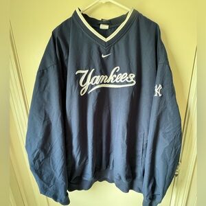 Vintage New York Yankees Nike Blue Pullover Center Swoosh Windbreaker Size XXL